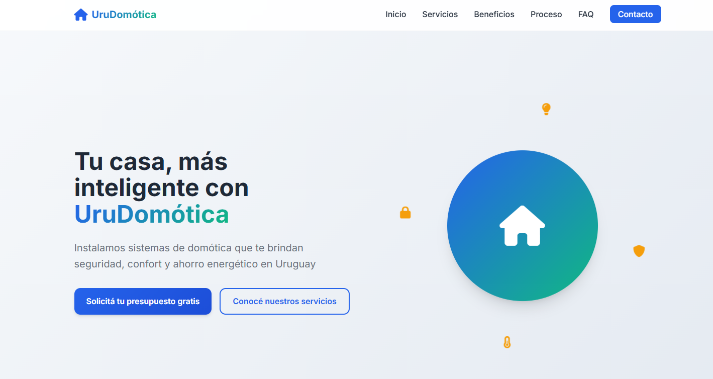Sitio de UruDomótica, servicios para hogares inteligentes